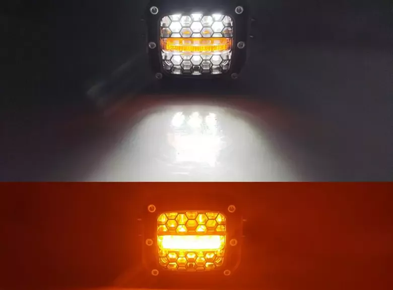 60W Beyaz Turuncu Petek Çalışma Tekne Led Sürüş Lambası Su Geçirmez Off Road Sis Farı