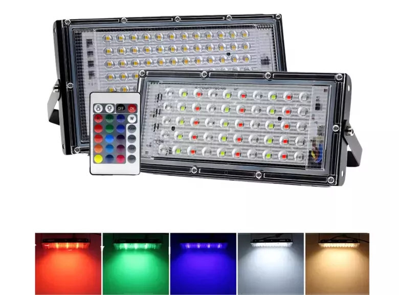 Kumandalı Led Projektör 100w Dış Mekan Reflektör Spot Led Dış Mekan Aydınlatma Paneli Kablolu