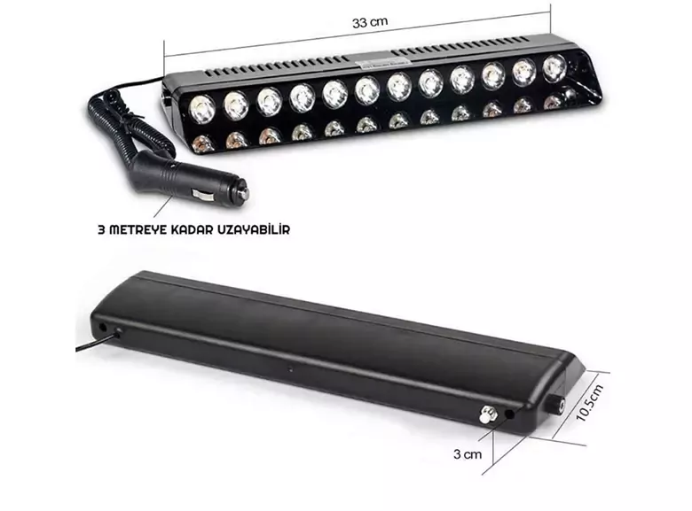 S12 12V Çakmaklık Girişli Cam Içi Vantuzlu Yanıp Sönen Ledi Turuncu Beyaz 12 Ledli
