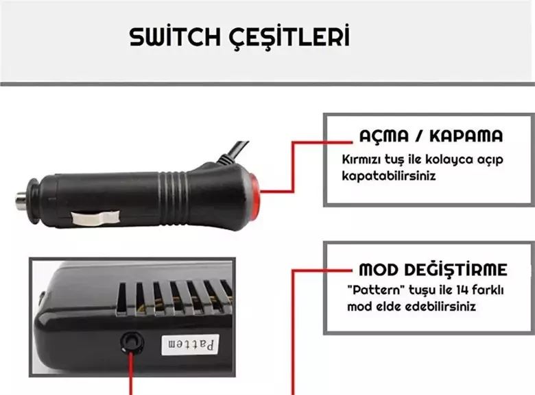 S12 12V Çakmaklık Girişli Cam Içi Vantuzlu Yanıp Sönen Ledi Turuncu Beyaz 12 Ledli