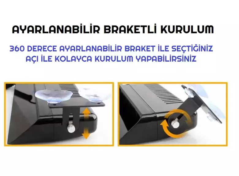 S12 12V Çakmaklık Girişli Cam Içi Vantuzlu Yanıp Sönen Ledi Turuncu Beyaz 12 Ledli