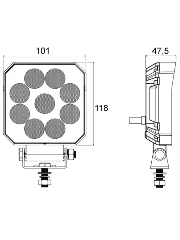 16w Kare 9 Ledli Kombo Sis Farı Off Road Çalışma Tekne Lambası