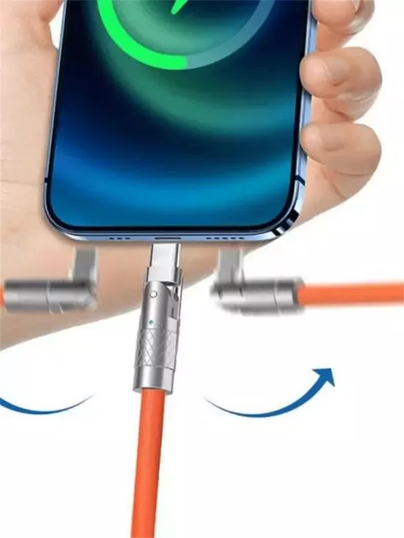 Iphone 180 Derece Lightning Dönebilen Şarj Kablosu Oynar Başlıklı Metal Uçlu 1.8 Metre