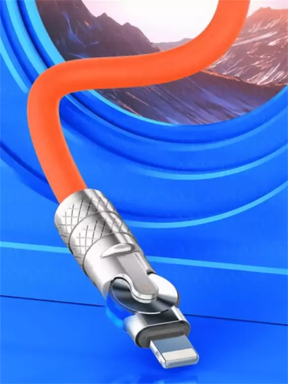 Iphone 180 Derece Lightning Dönebilen Şarj Kablosu Oynar Başlıklı Metal Uçlu 1.8 Metre