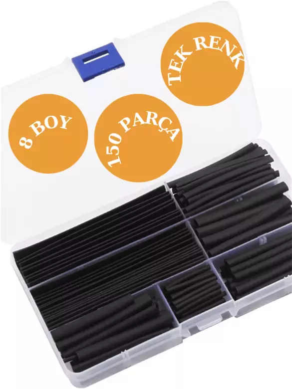 Tek Renk Isıyla Daralan Makaron Kablo Seti 150 Parça Kablo Tamir Kiti ve Düzenleyici