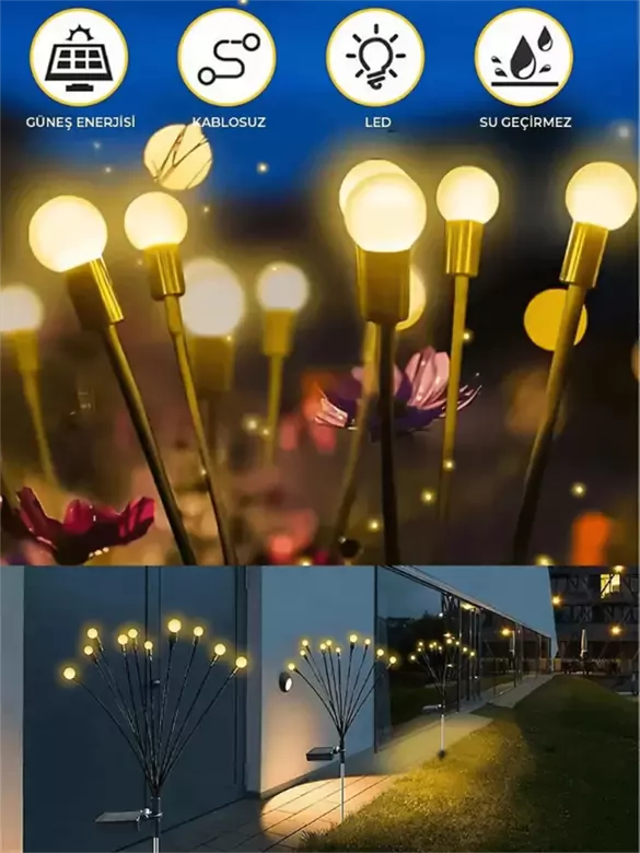 6 Led'li Güneş Enerjili Ateş Böceği Çiçek Lamba