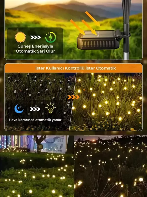 6 Led'li Güneş Enerjili Ateş Böceği Çiçek Lamba
