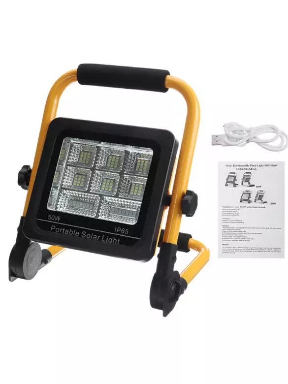 50 Watt Güneş Enerjili Solar Şarj Edilebilir 4 Modlu Acil Durum Led Paneli