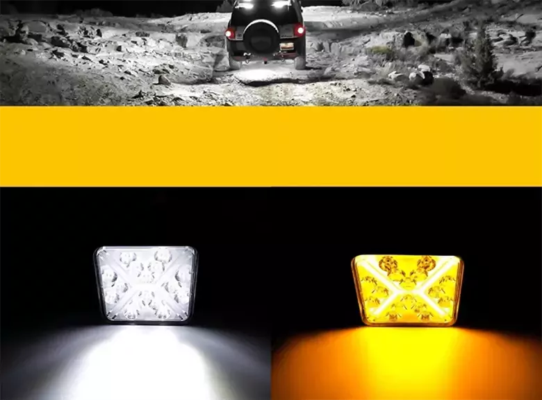 Kare Off Road Tekne 16 Led Lamba Sarı - Beyaz Aydınlatmalı Kare Off Road Tekne 16 Led Lamba Sarı - Beyaz Aydınlatmalı