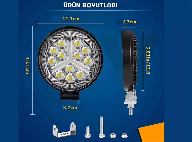 3 Modlu 12-24v Yuvarlak Off Road Tekne Çalışma Lambası 3 Modlu 12-24v Yuvarlak Off Road Tekne Çalışma Lambası