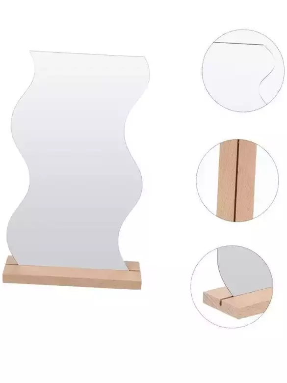 Düzensiz Estetik Asimetrik Ahşap Makyaj Aynası Çerçevesiz, Dekoratif Masa Oturma Odası,Zikzak Ayna Düzensiz Estetik Asimetrik Ahşap Makyaj Aynası Çerçevesiz, Dekoratif Masa Oturma Odası,Zikzak Ayna