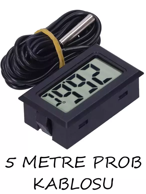 Dijital Iç Veya Dış Sıcaklık Ölçer Ev Ve Bebek Odası Termometre - 5 Metre Problu