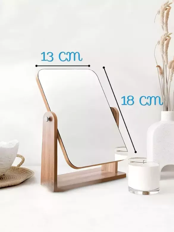Çift Taraflı Lüx Ahşap Ayarlanabilir Masa, Makyaj, El Aynası Büyük Boy 18 Cm Çift Taraflı Lüx Ahşap Ayarlanabilir Masa, Makyaj, El Aynası Büyük Boy 18 Cm