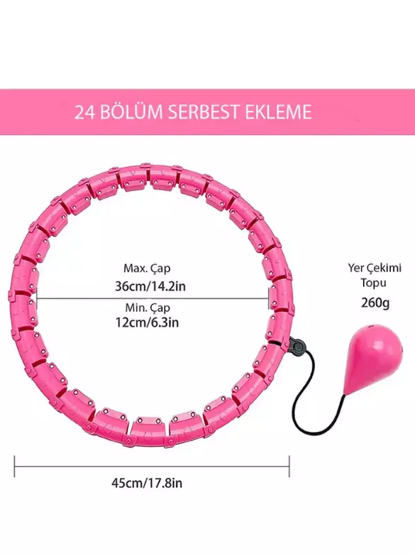 Hula Hoop Egzersiz Çemberi - Egzersiz Halkası - Ağırlıklı - Bel Bölgesi Ayarlanabilir - Hulahop