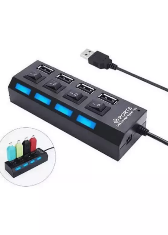 4 Port USB 2.0 Çoklayıcı Çoğaltıcı Hub Anahtarlı Işıklı On Off