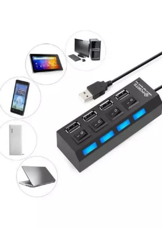 4 Port USB 2.0 Çoklayıcı Çoğaltıcı Hub Anahtarlı Işıklı On Off