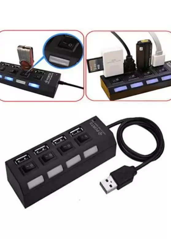 4 Port USB 2.0 Çoklayıcı Çoğaltıcı Hub Anahtarlı Işıklı On Off