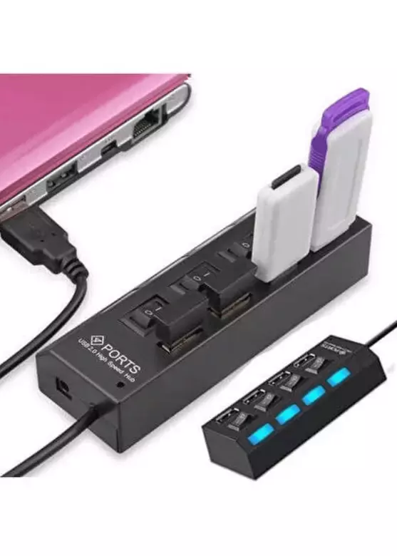 4 Port USB 2.0 Çoklayıcı Çoğaltıcı Hub Anahtarlı Işıklı On Off