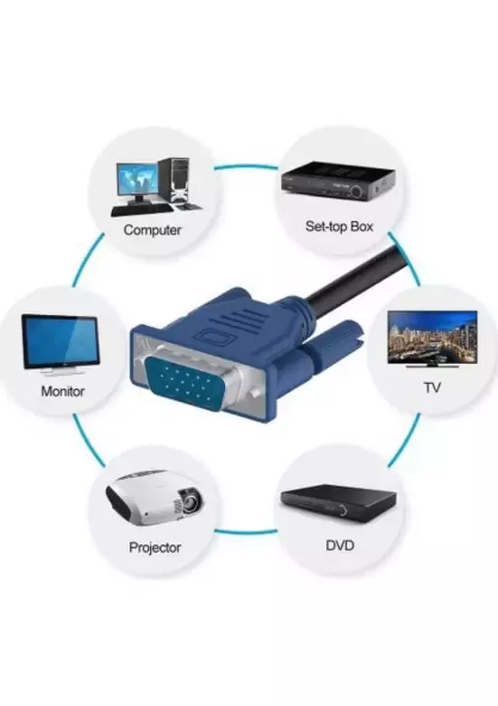 10M Orjinal VGA Görüntü Kablosu Projeksiyon Ekran Monitör LCD Tv - 10 Metre