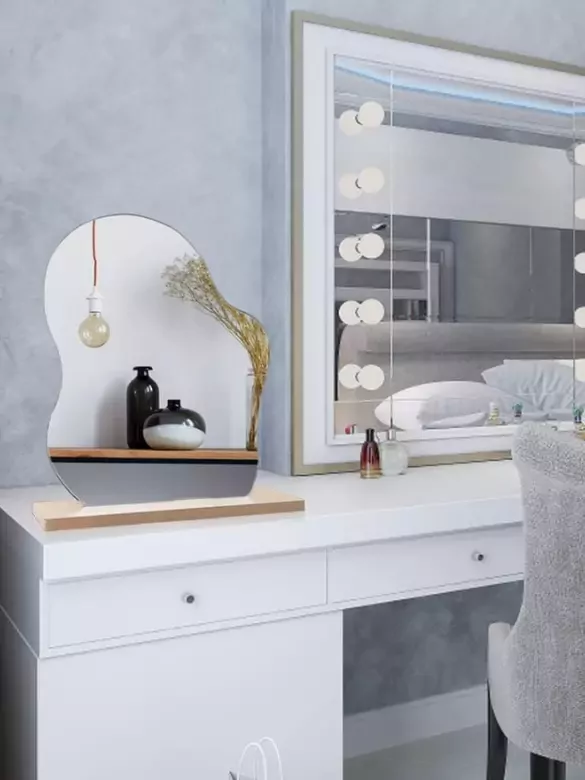 Makyaj Aynası Estetik Ahşap Makeup Mirror