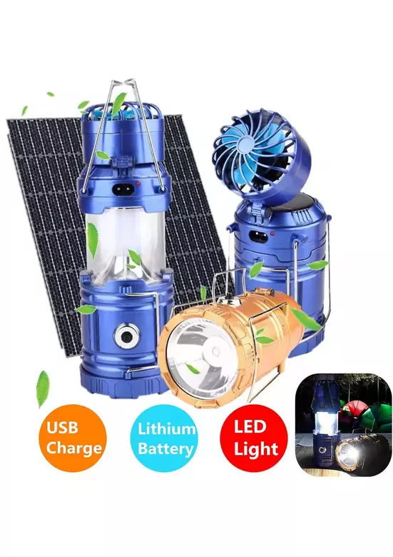Şarjlı Powerbank Özellikli Kamp Lambası Güneş Enerjili Kızaklı Fanlı Kamp Feneri Led Lamba Işıldak Şarjlı Powerbank Özellikli Kamp Lambası Güneş Enerjili Kızaklı Fanlı Kamp Feneri Led Lamba Işıldak