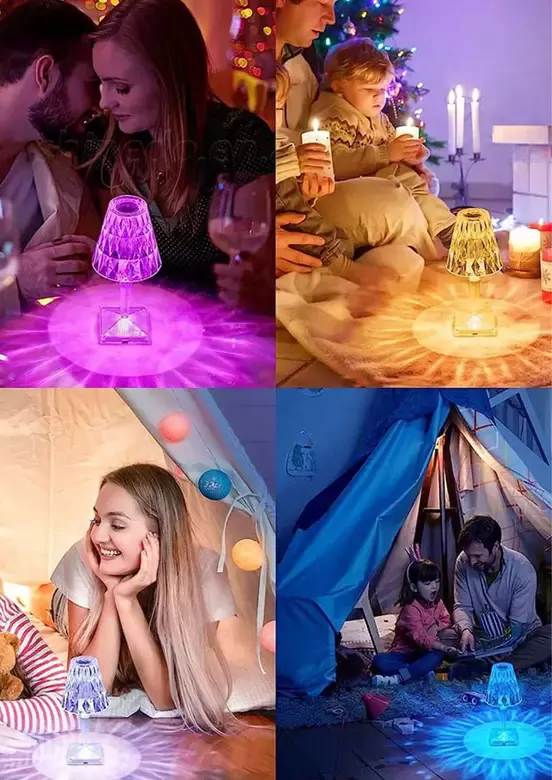 Akrilik Kristal Led Şarjlı Masa Üstü Lamba Kumandalı RGB Akrilik Kristal Led Şarjlı Masa Üstü Lamba Kumandalı RGB