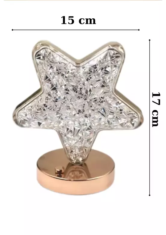 Dekoratif Yıldız Masa Lambası Crystal Star USB Şarjlı 3 Modlu Ambiyans Led Gece Lambası