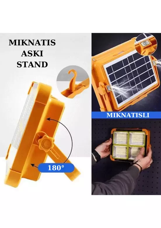 Güneş Enerjili Solar Led Projektör Taşınabilir Sarı Beyaz Ve Çakar Işık Lamba El Fenerli Güneş Enerjili Solar Led Projektör Taşınabilir Sarı Beyaz Ve Çakar Işık Lamba El Fenerli