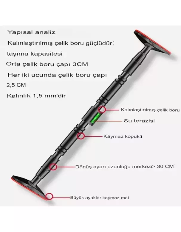 Yeni Nesil 95-125CM Kapı Barı Koridor Barfiksi Barfix Spor Aleti Demiri Barfiks Çubuğu