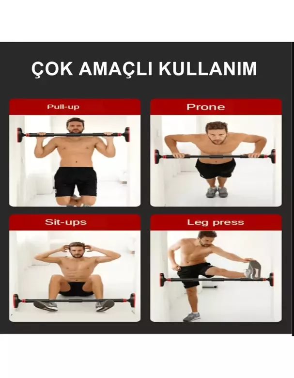 Yeni Nesil 95-125CM Kapı Barı Koridor Barfiksi Barfix Spor Aleti Demiri Barfiks Çubuğu