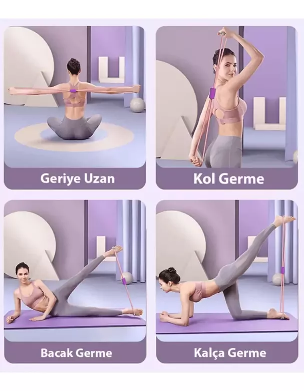 Pembe Pilates Direnç Lastiği İpi Vücut Şekillendirici Kelebek Direnç Lastiği Güç Lastiği Egzersiz
