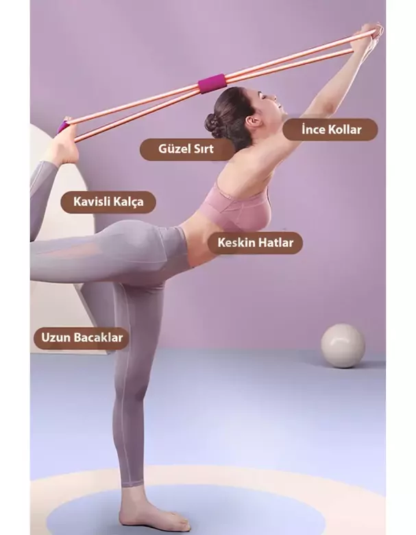 Pembe Pilates Direnç Lastiği İpi Vücut Şekillendirici Kelebek Direnç Lastiği Güç Lastiği Egzersiz