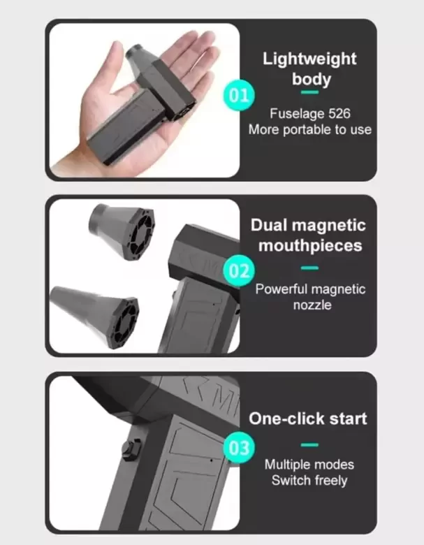 Çift Başlıklı Jet fanı | Mini Jet Fan | Super Power Turbo Fan | 130.000 RPM Yüksek Hızlı Mangal Fanı