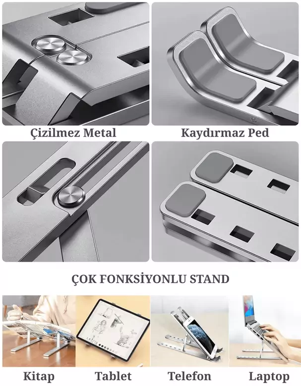 Laptop Yükseltici Stand Ayarlanabilir Macbook Notebook Tablet Altlık Metal Dizüstü Bilgisayar Tutucu