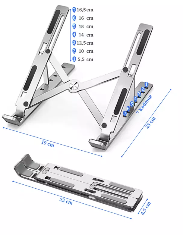 Laptop Yükseltici Stand Ayarlanabilir Macbook Notebook Tablet Altlık Metal Dizüstü Bilgisayar Tutucu