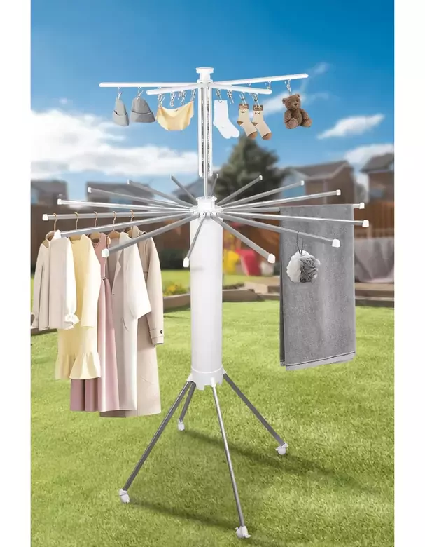 Katlanabilir Ahtapot Çamaşır Kurutma Askısı - Kule Çamaşır Askılığı Tekerlekli