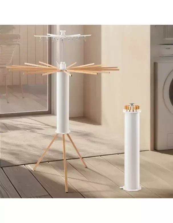 Katlanabilir Ahtapot Çamaşır Kurutma Askısı - Kule Çamaşır Askılığı Ahşap Askılık