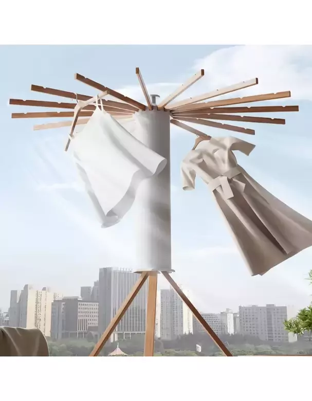 Katlanabilir Ahtapot Çamaşır Kurutma Askısı - Kule Çamaşır Askılığı Ahşap Askılık