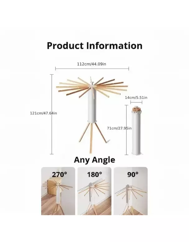 Katlanabilir Ahtapot Çamaşır Kurutma Askısı - Kule Çamaşır Askılığı Ahşap Askılık