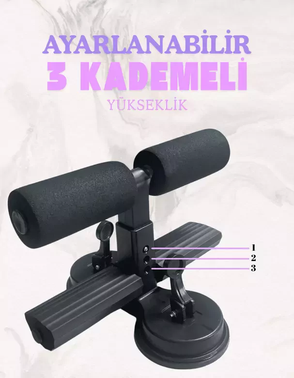 Çift Vantuzlu Mekik Çekme Metal Spor Aleti Ayak Destek Direnç Lastikli Karın Egzersizi Spor Egzersiz
