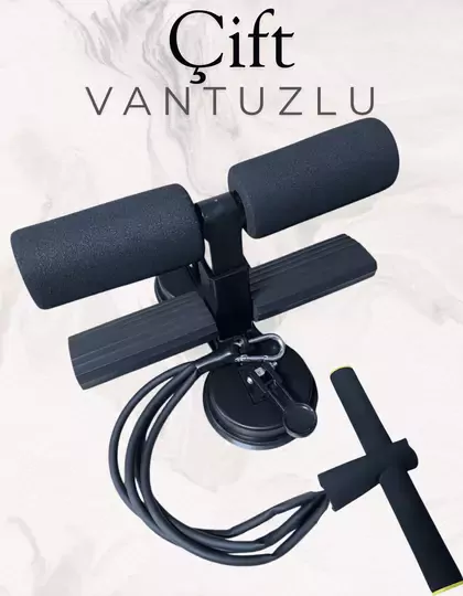 Çift Vantuzlu Mekik Çekme Plastik Spor Aleti Direnç Lastikli Ayaklıklı Karın Egzersizi Spor Egzersiz