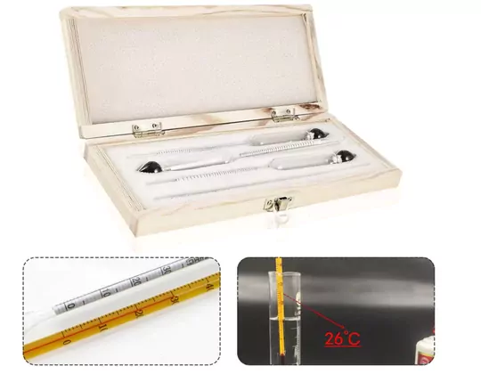 Tahta Kutulu 4 Ürün Alkol Ölçüm Seti Alkol-metre 0-40-70-100°C Tahta Kutulu 4 Ürün Alkol Ölçüm Seti Alkol-metre 0-40-70-100°C