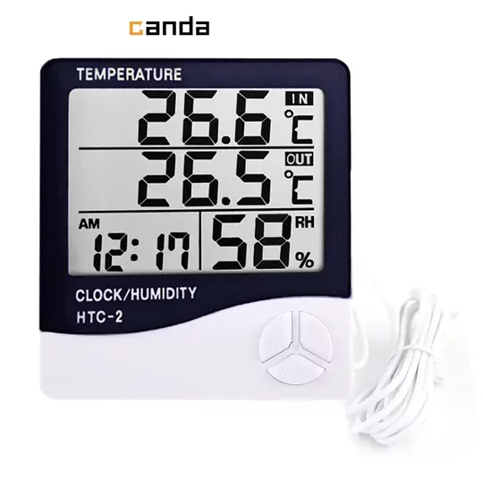 HTC-2 Dijital Termometre Higrometre Sıcaklık Nem Ölçer Saat ve Alarm