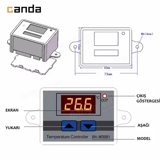 XH-W3001 220V AC Dijital Termostat Akvaryum Kuluçka Makinesi
