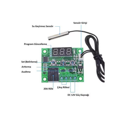 W1209 12V LED Dijital Termostat Akvaryum Kuluçka Termostat