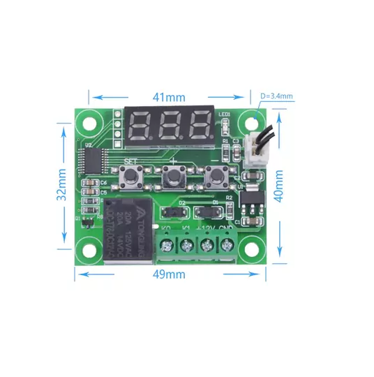 W1209 12V LED Dijital Termostat Akvaryum Kuluçka Termostat