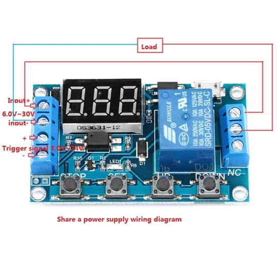 DC 6-30V Zaman Ayarlı Geciktirmeli 12V 24V Led Ekran Zaman Rölesi