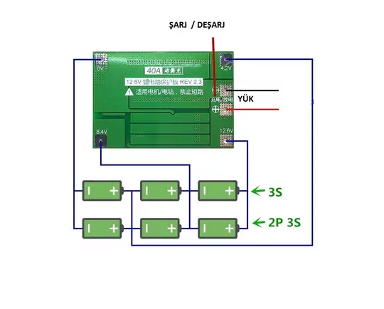 3S 40A 18650 BMS Lityum Pil Şarj Koruma Modülü Balans Versiyon