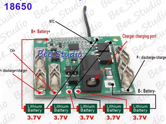 5S 20A BMS 18/21V 18650 Li-ion Lityum Pil Şarj Koruma Devresi