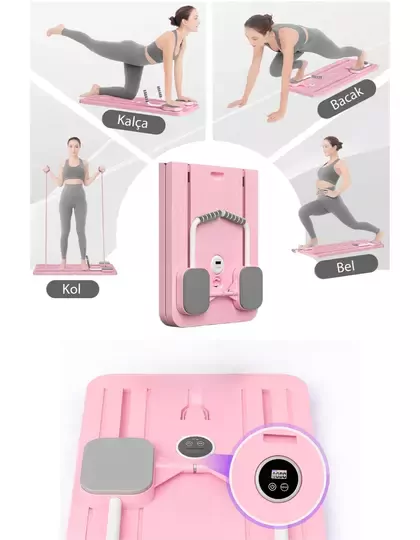 Pilates Aleti – Zamanlayıcılı, Direnç Bantlı Çok Amaçlı Egzersiz Tahtası
